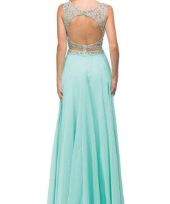 Dancing Queen - 9789 Illusion Two-Piece Embellished Top Prom Dress