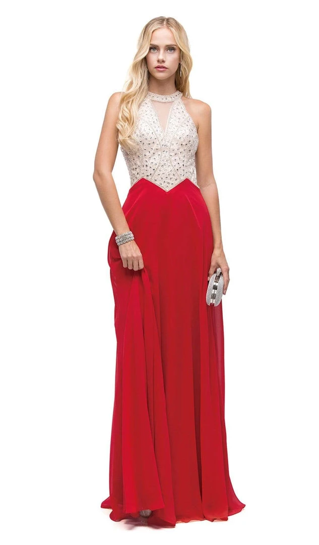 Dancing Queen - 9881 Bedazzled Halter A-line Evening Dress 3 Dancing Queen - 9881 Bedazzled Halter A-line Evening Dress