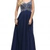 Dancing Queen - 9899 Embellished Lace Bodice V-Back Long Formal Dress