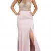 Dancing Queen - 9974 Beaded Illusion Halter Evening Dress With Slit