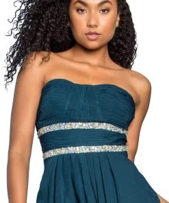 Elizabeth K - GL1017 Sweetheart Sequined Empire Waist Dress