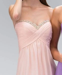 Elizabeth K - GL1116 Jewel Accented Ruched Sweetheart Dress 5 Elizabeth K - GL1116 Jewel Accented Ruched Sweetheart Dress