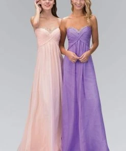 Elizabeth K - GL1116 Jewel Accented Ruched Sweetheart Dress