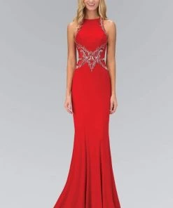 Elizabeth K - GL1357 Embellished High Neck Long Gown
