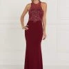 Elizabeth K - GL1507 Illusion Tonal Beaded Jersey Sheath Gown 1 Elizabeth K - GL1507 Illusion Tonal Beaded Jersey Sheath Gown