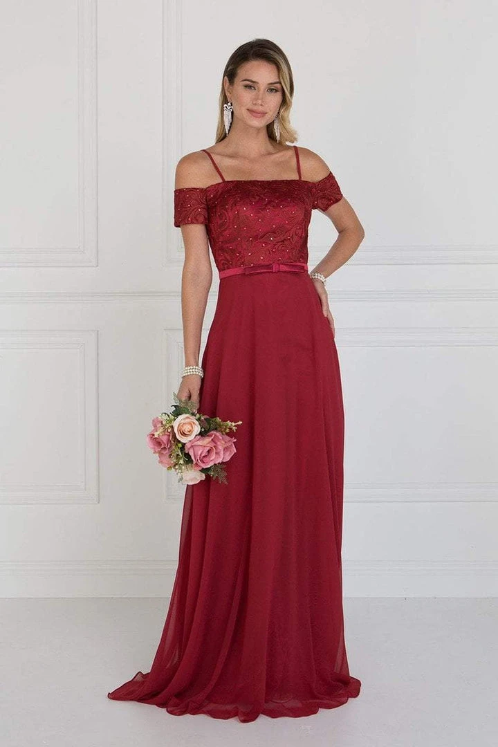 Elizabeth K - GL1521 Off Shoulder Lace Bodice Chiffon A-Line Gown 6 Elizabeth K - GL1521 Off Shoulder Lace Bodice Chiffon A-Line Gown
