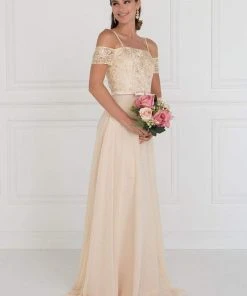 Elizabeth K - GL1521 Off Shoulder Lace Bodice Chiffon A-Line Gown 14 Elizabeth K - GL1521 Off Shoulder Lace Bodice Chiffon A-Line Gown