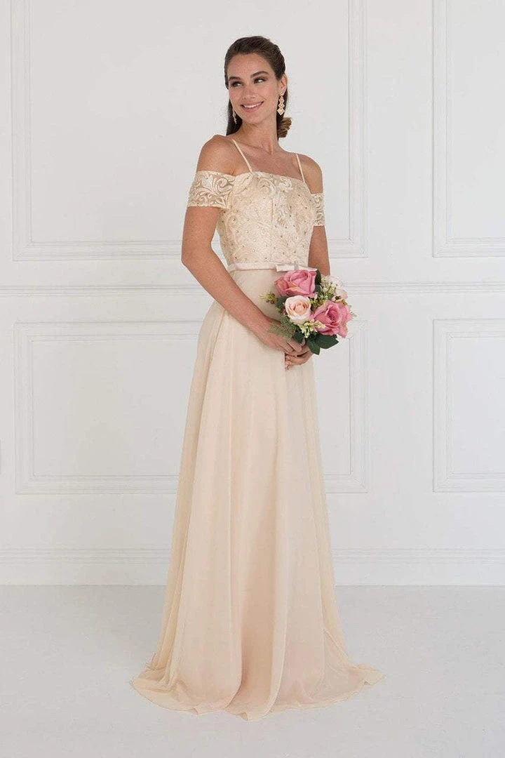 Elizabeth K - GL1521 Off Shoulder Lace Bodice Chiffon A-Line Gown 8 Elizabeth K - GL1521 Off Shoulder Lace Bodice Chiffon A-Line Gown
