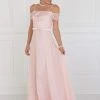 Elizabeth K - GL1521 Off Shoulder Lace Bodice Chiffon A-Line Gown
