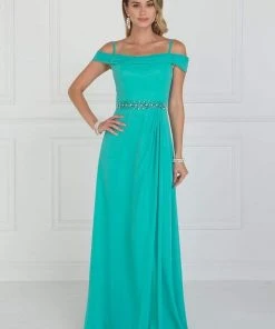 Elizabeth K - GL1522 Draped Cowl Back A-Line Chiffon Gown