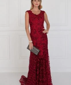 Elizabeth K - GL1529 Scoop Appliqued Evening Dress