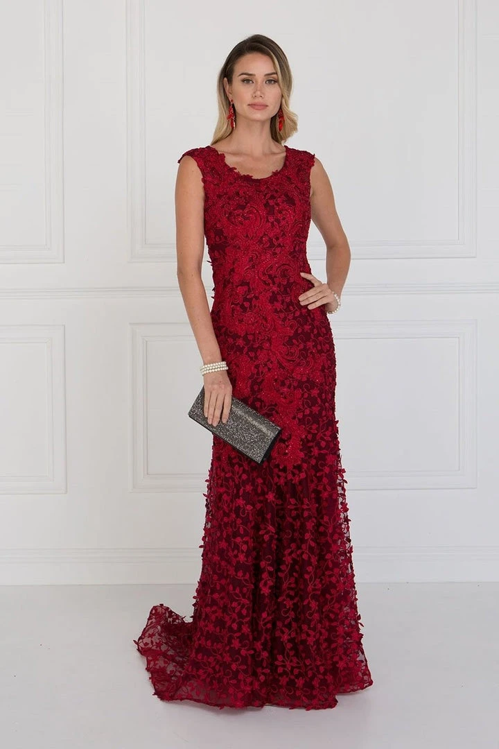 Elizabeth K - GL1529 Scoop Appliqued Evening Dress 3 Elizabeth K - GL1529 Scoop Appliqued Evening Dress