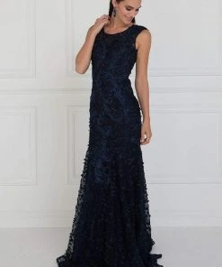 Elizabeth K - GL1529 Scoop Appliqued Evening Dress 5 Elizabeth K - GL1529 Scoop Appliqued Evening Dress