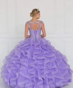 Elizabeth K - GL1555 Jeweled Ruffled Ballgown With Bolero 8 Elizabeth K - GL1555 Jeweled Ruffled Ballgown With Bolero