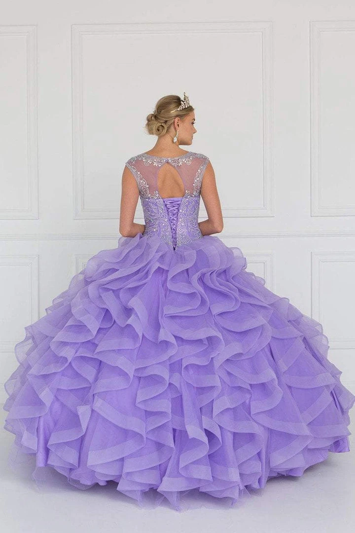Elizabeth K - GL1555 Jeweled Ruffled Ballgown With Bolero 5 Elizabeth K - GL1555 Jeweled Ruffled Ballgown With Bolero