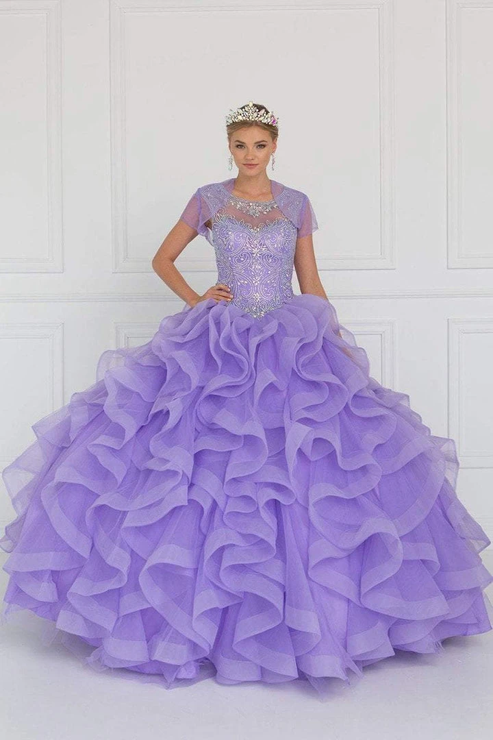 Elizabeth K - GL1555 Jeweled Ruffled Ballgown With Bolero 6 Elizabeth K - GL1555 Jeweled Ruffled Ballgown With Bolero