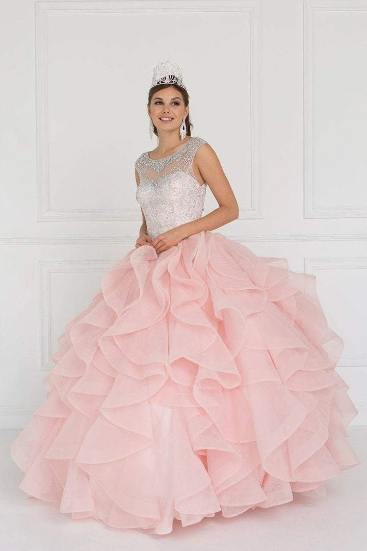 Elizabeth K - GL1555 Jeweled Ruffled Ballgown With Bolero 3 Elizabeth K - GL1555 Jeweled Ruffled Ballgown With Bolero