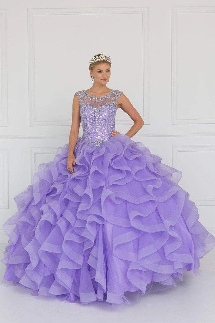 Elizabeth K - GL1555 Jeweled Ruffled Ballgown With Bolero 4 Elizabeth K - GL1555 Jeweled Ruffled Ballgown With Bolero