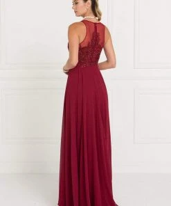 Elizabeth K - GL1570 Embroidered Illusion Halter Chiffon A-line Dress 15 Elizabeth K - GL1570 Embroidered Illusion Halter Chiffon A-line Dress