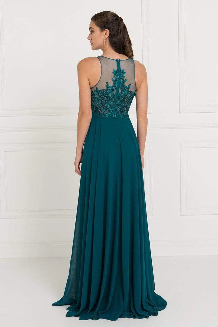Elizabeth K - GL1570 Embroidered Illusion Halter Chiffon A-line Dress 4 Elizabeth K - GL1570 Embroidered Illusion Halter Chiffon A-line Dress