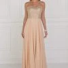 Elizabeth K - GL1571 Gold Embroidered Sweetheart Chiffon A-line Dress 1 Elizabeth K - GL1571 Gold Embroidered Sweetheart Chiffon A-line Dress