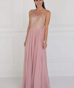 Elizabeth K - GL1571 Gold Embroidered Sweetheart Chiffon A-line Dress 7 Elizabeth K - GL1571 Gold Embroidered Sweetheart Chiffon A-line Dress