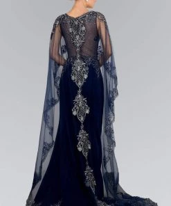 Elizabeth K - GL1596 Embellished Illusion Bateau Sheath Dress