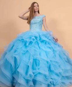 Elizabeth K - GL1600 Jewel Embellished Bodice Tulle Ballgown