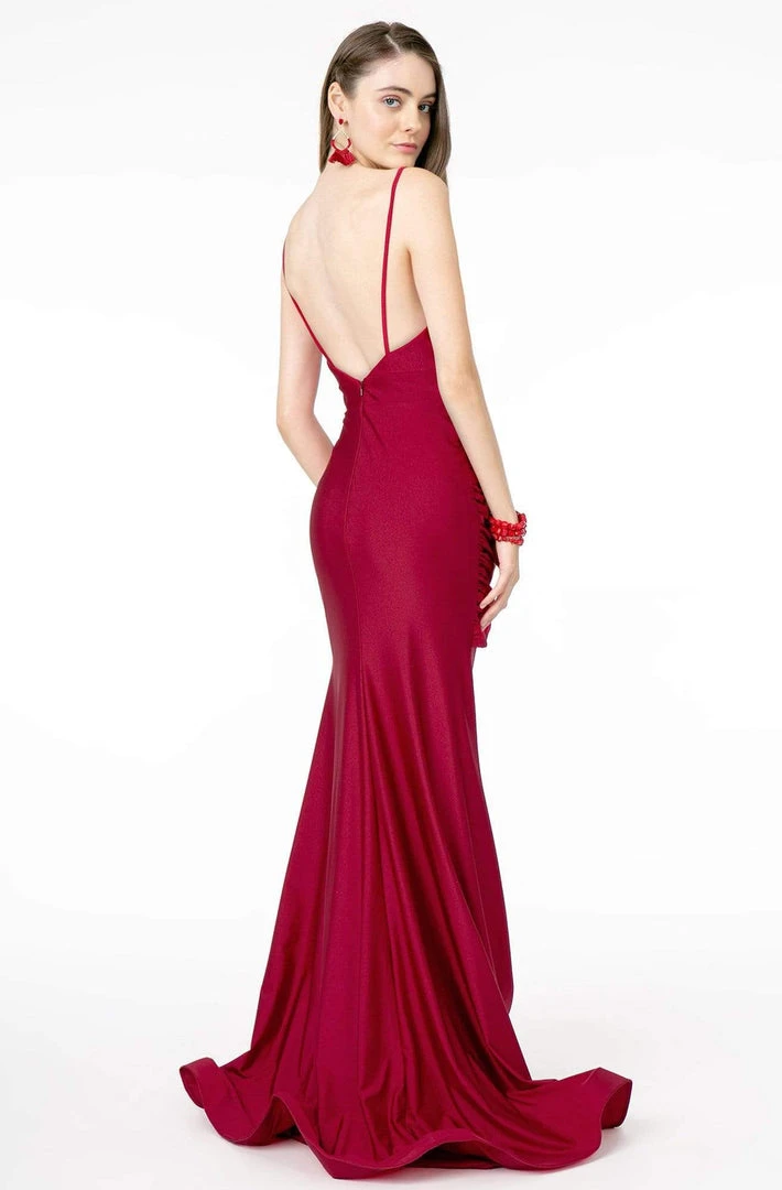 Elizabeth K - GL1815 Spaghetti Strap Draped Ornate Mermaid Dress 6 Elizabeth K - GL1815 Spaghetti Strap Draped Ornate Mermaid Dress