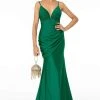 Elizabeth K - GL1815 Spaghetti Strap Draped Ornate Mermaid Dress 1 Elizabeth K - GL1815 Spaghetti Strap Draped Ornate Mermaid Dress