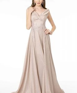 Elizabeth K - GL1817 Embroidered V-Neck A-Line Gown