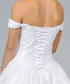 Elizabeth K - GL1820 Glitter Mesh Off Shoulder Sweetheart Ballgown