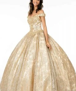 Elizabeth K - GL1820 Glitter Mesh Off Shoulder Sweetheart Ballgown