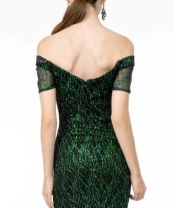 Elizabeth K - GL1846 Short Sleeve Glimmer Long Mermaid Gown