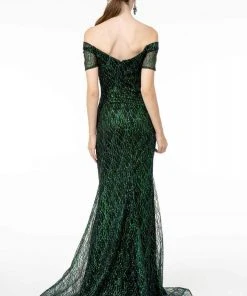 Elizabeth K - GL1846 Short Sleeve Glimmer Long Mermaid Gown