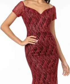 Elizabeth K - GL1846 Short Sleeve Glimmer Long Mermaid Gown