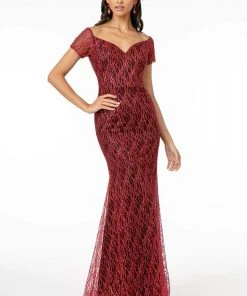 Elizabeth K - GL1846 Short Sleeve Glimmer Long Mermaid Gown