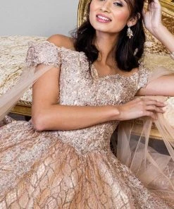 Elizabeth K - GL1926 Glitter Off Shoulder Ballgown