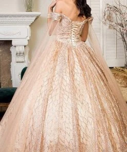 Elizabeth K - GL1926 Glitter Off Shoulder Ballgown