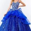 Elizabeth K - GL1927 Glitter Bow-Ornate Draped Ballgown