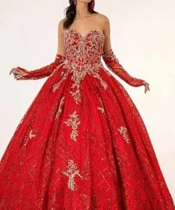 Elizabeth K - GL1943 Embroidered Sweetheart Mesh Ballgown