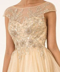 Elizabeth K - GL1954 Embellished Bateau Mesh A-line Gown 13 Elizabeth K - GL1954 Embellished Bateau Mesh A-line Gown