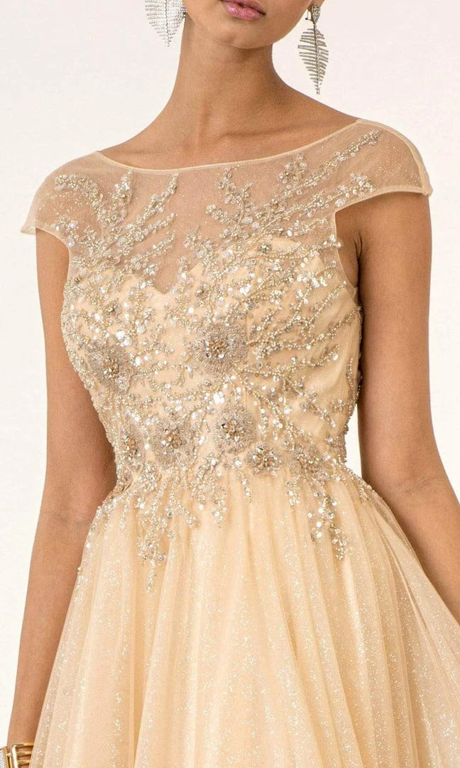 Elizabeth K - GL1954 Embellished Bateau Mesh A-line Gown 6 Elizabeth K - GL1954 Embellished Bateau Mesh A-line Gown