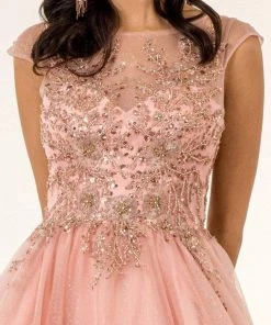 Elizabeth K - GL1954 Embellished Bateau Mesh A-line Gown 16 Elizabeth K - GL1954 Embellished Bateau Mesh A-line Gown