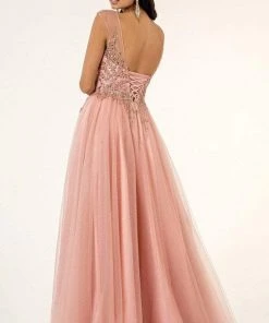 Elizabeth K - GL1954 Embellished Bateau Mesh A-line Gown 15 Elizabeth K - GL1954 Embellished Bateau Mesh A-line Gown