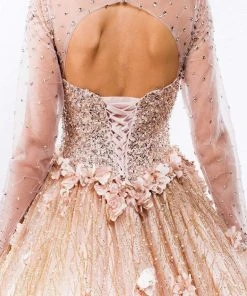 Elizabeth K - GL1963 Long Sleeve Jeweled Ballgown