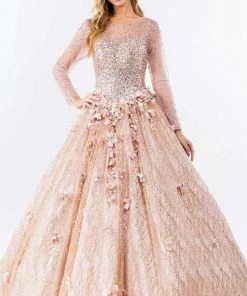 Elizabeth K - GL1963 Long Sleeve Jeweled Ballgown