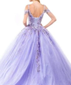 Elizabeth K - GL1969 Sequined Cold Shoulder Ballgown