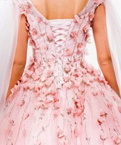 Elizabeth K - GL1974 Cape Sleeve Applique Ballgown