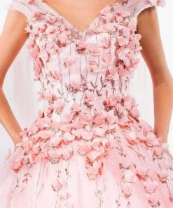 Elizabeth K - GL1974 Cape Sleeve Applique Ballgown